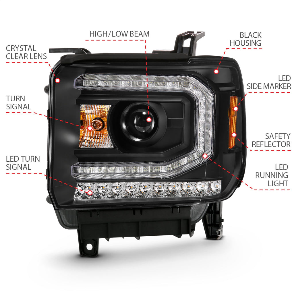 Anzo USA 111485 Projector Headlight Set Fits 16-19 Sierra 1500