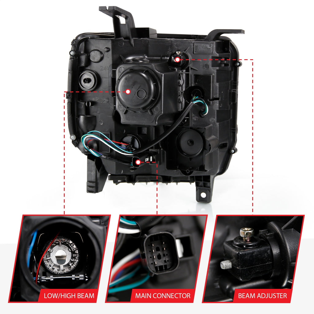 Anzo USA 111486 Projector Headlight Set Fits 16-19 Sierra 1500