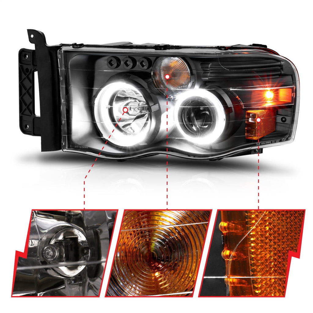 Anzo USA 111490 Projector Headlight Set w/Halo Fits Ram 1500 Ram 2500 Ram 3500