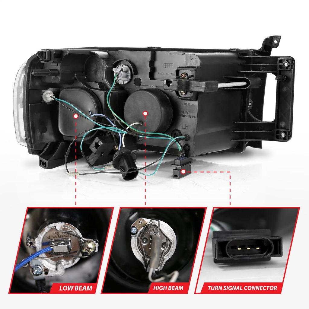 Anzo USA 111490 Projector Headlight Set w/Halo Fits Ram 1500 Ram 2500 Ram 3500