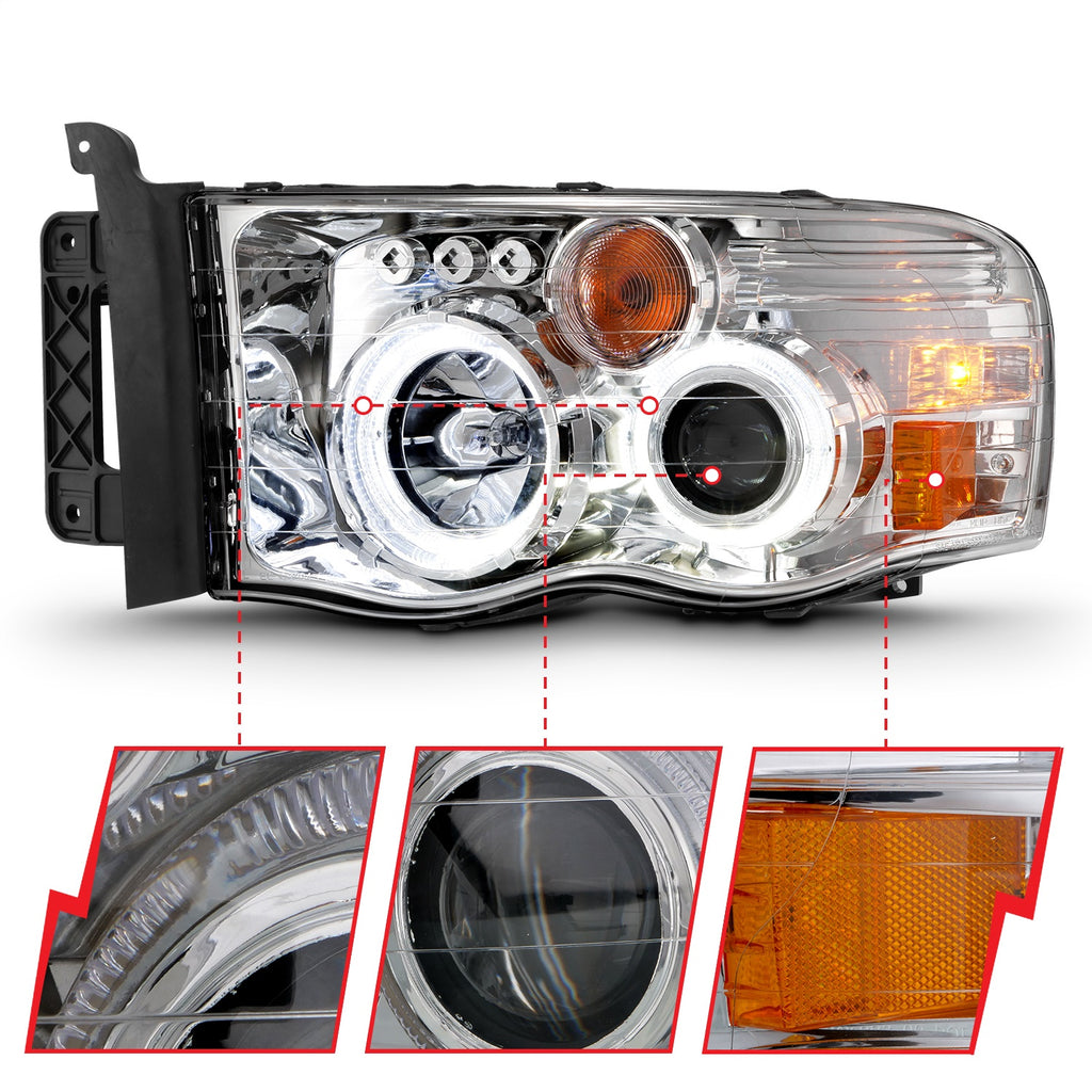 Anzo USA 111491 Projector Headlight Set w/Halo Fits Ram 1500 Ram 2500 Ram 3500