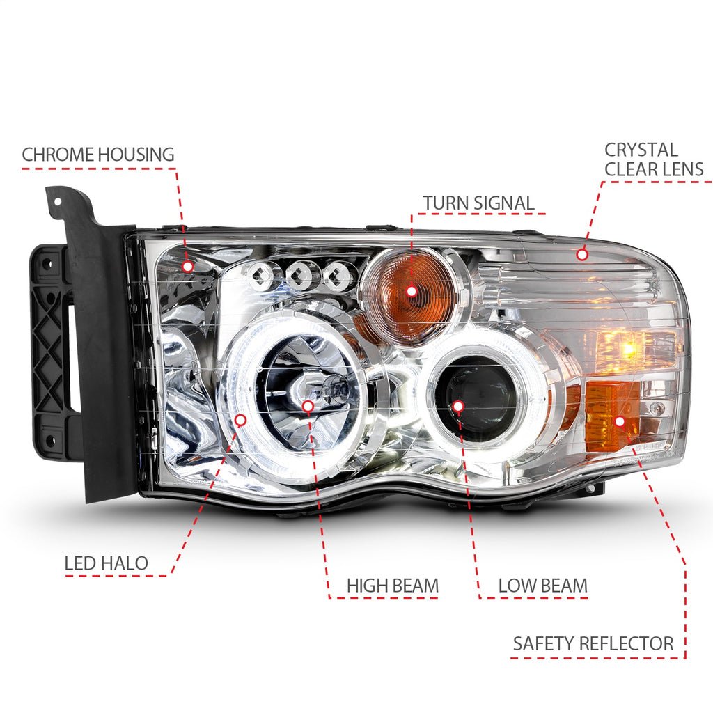 Anzo USA 111491 Projector Headlight Set w/Halo Fits Ram 1500 Ram 2500 Ram 3500