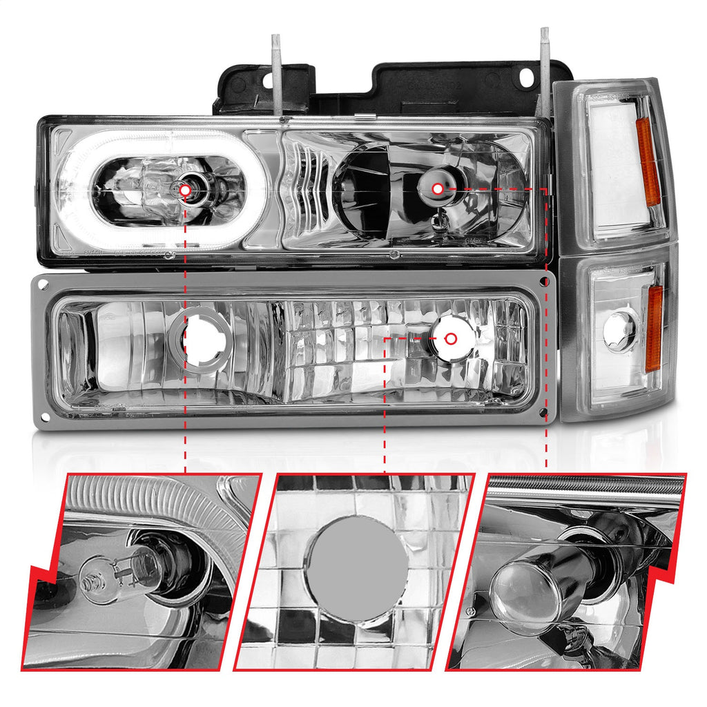 Anzo USA 111508 Crystal Headlight Set w/Halo