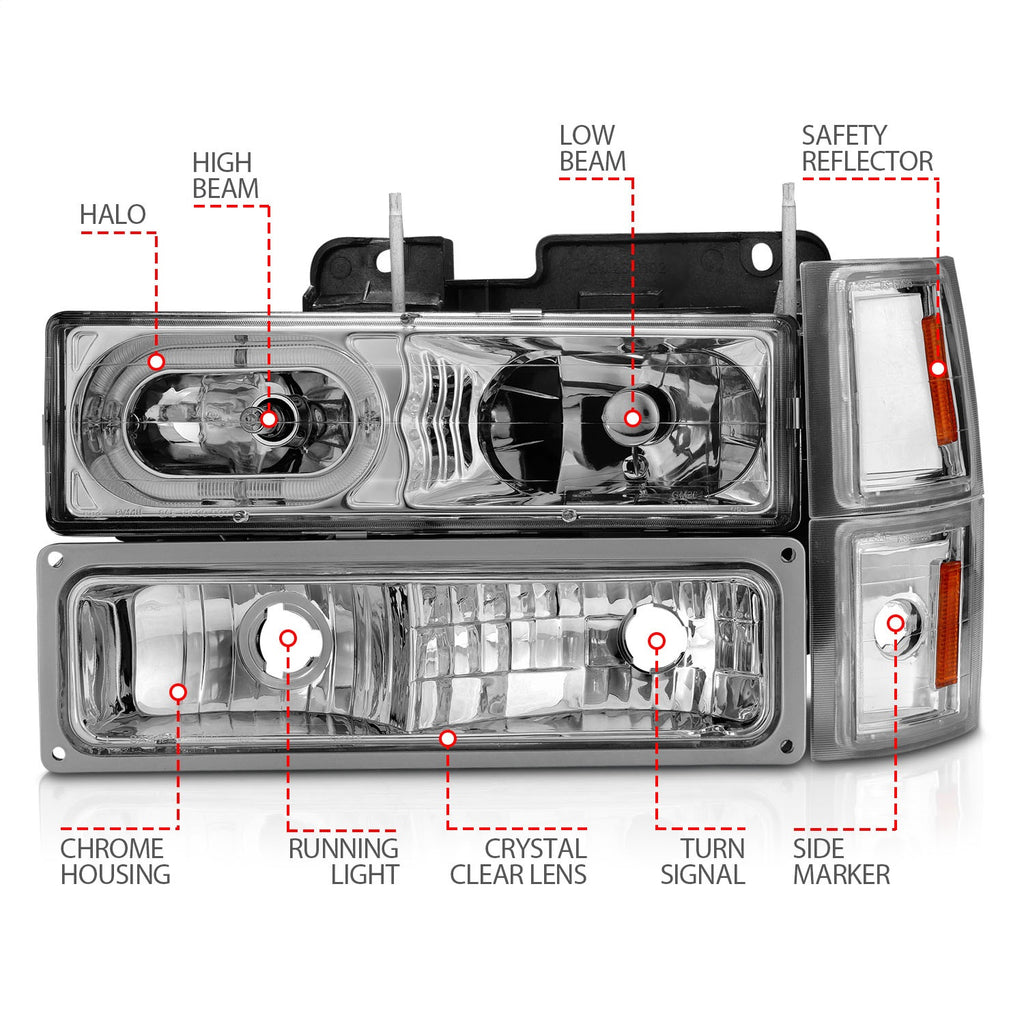 Anzo USA 111508 Crystal Headlight Set w/Halo