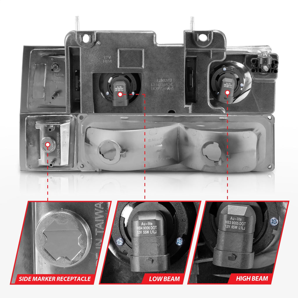 Anzo USA 111508 Crystal Headlight Set w/Halo