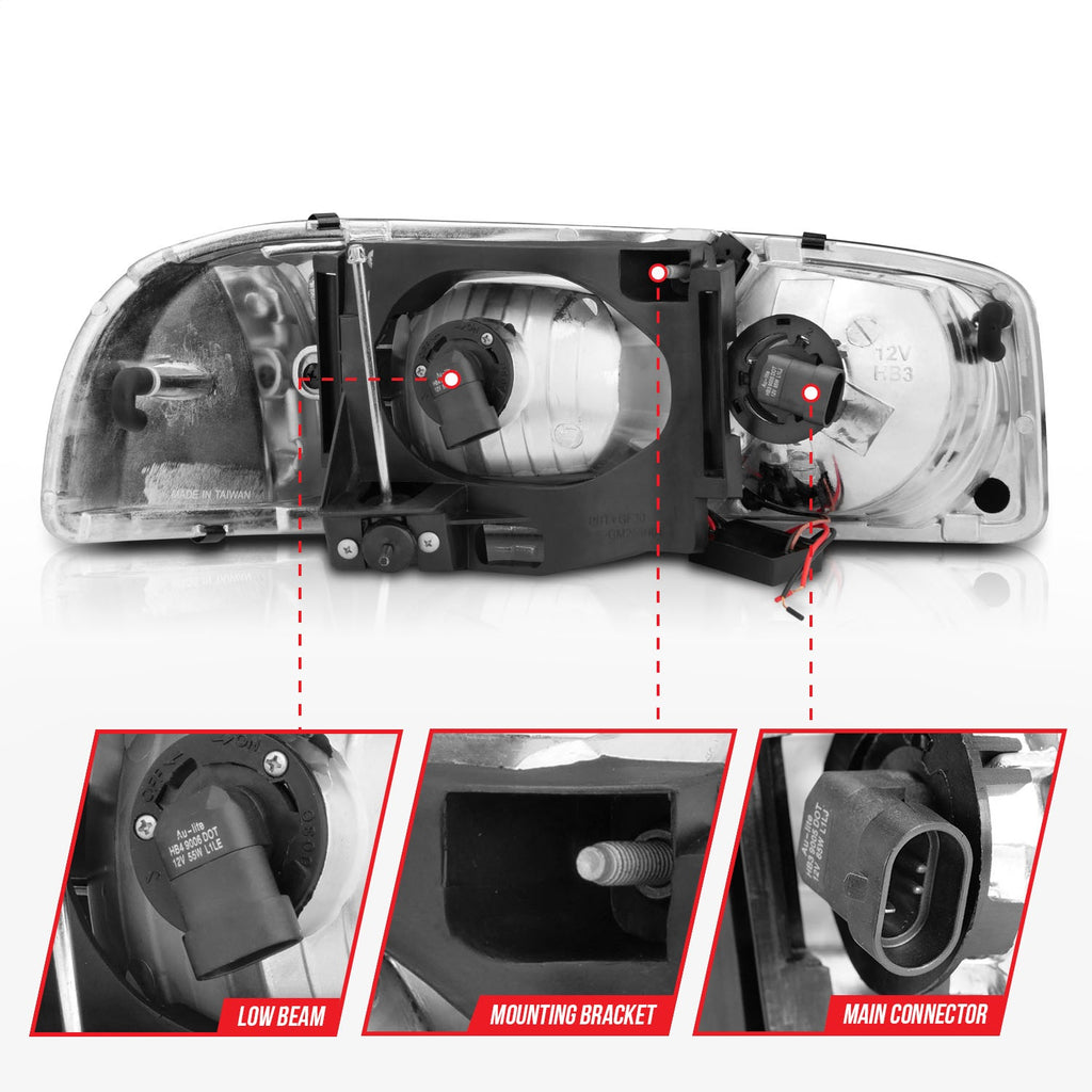 Anzo USA 111522 Crystal Headlight Set