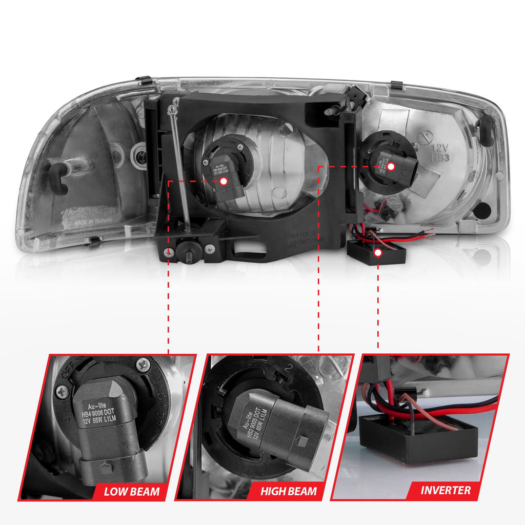 Anzo USA 111523 Crystal Headlight Set