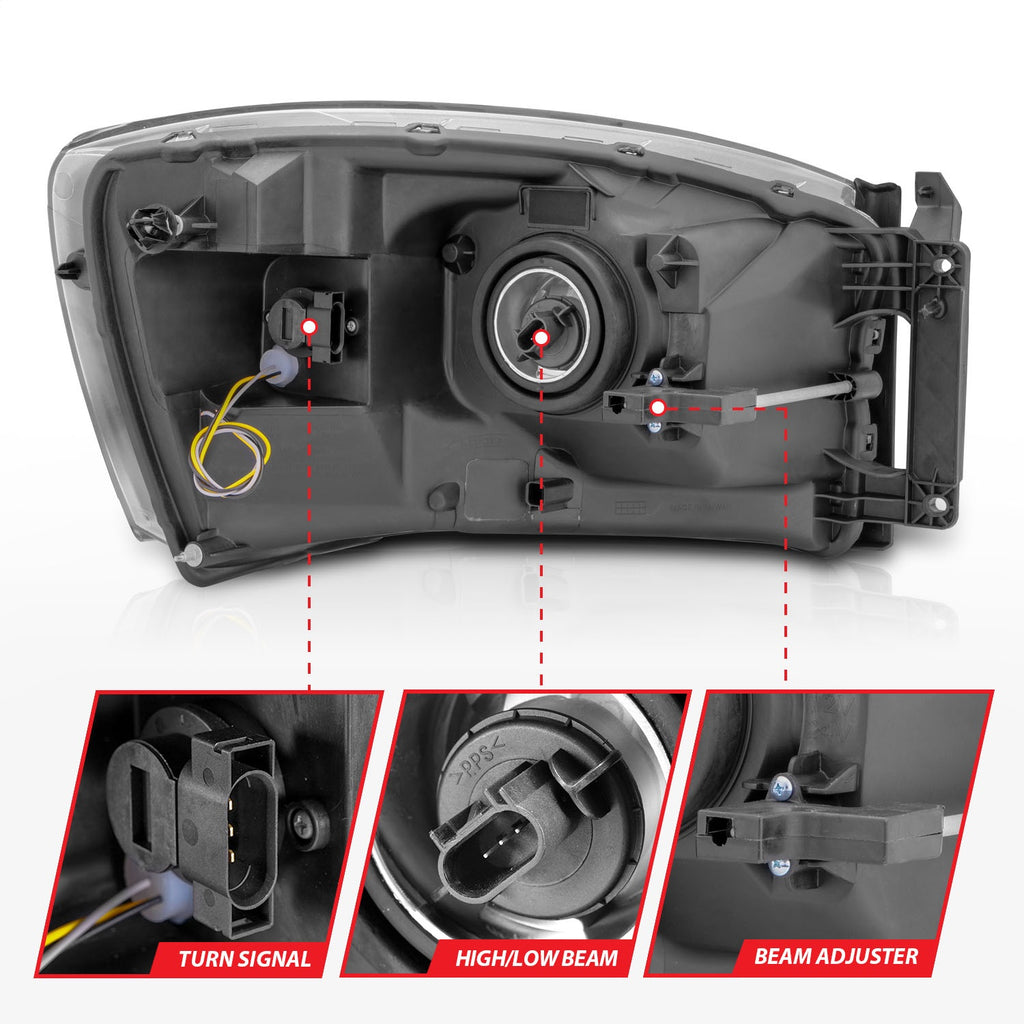 Anzo USA 111524 Crystal Headlight Set Fits 06-09 Ram 1500 Ram 2500 Ram 3500