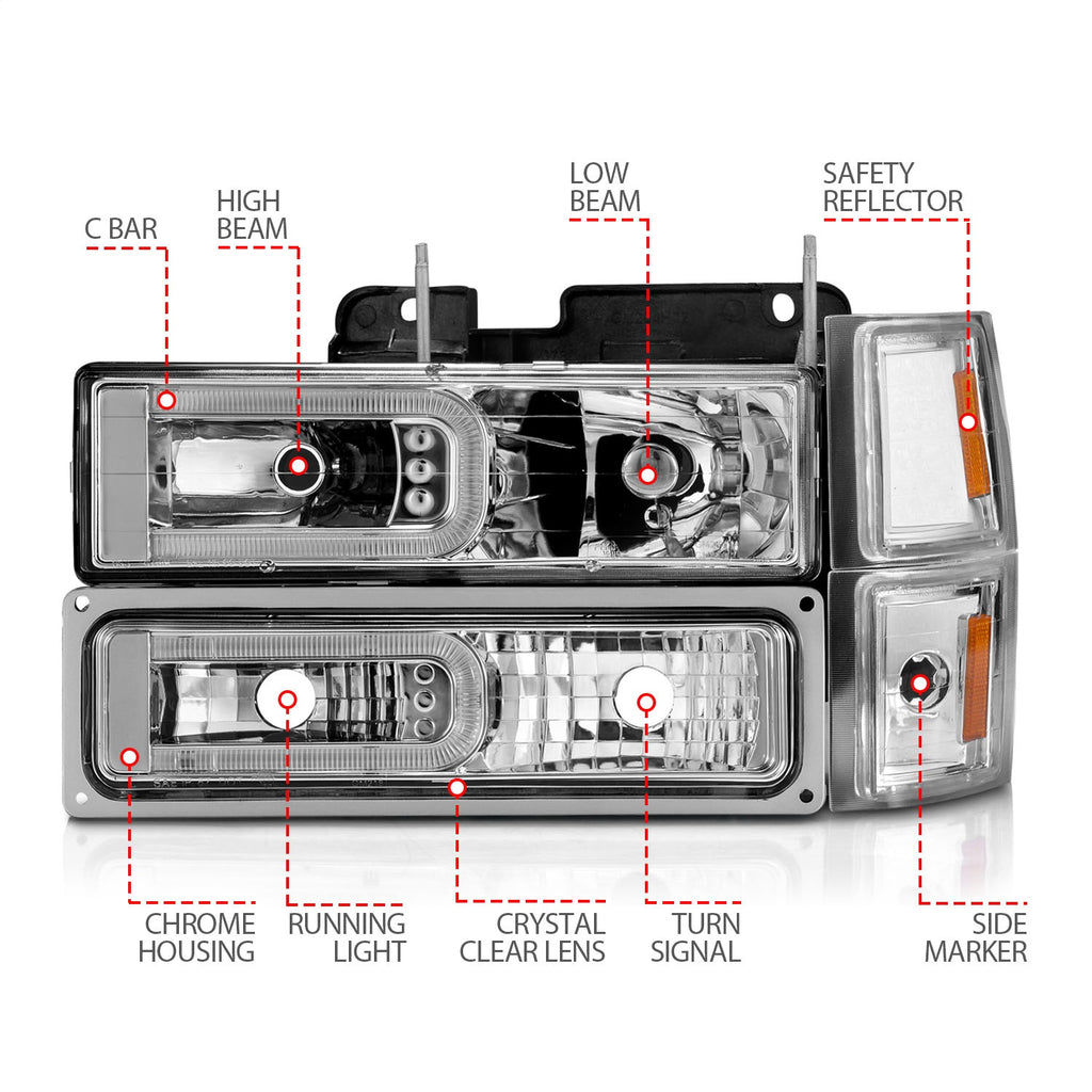 Anzo USA 111529 Crystal Headlight Set
