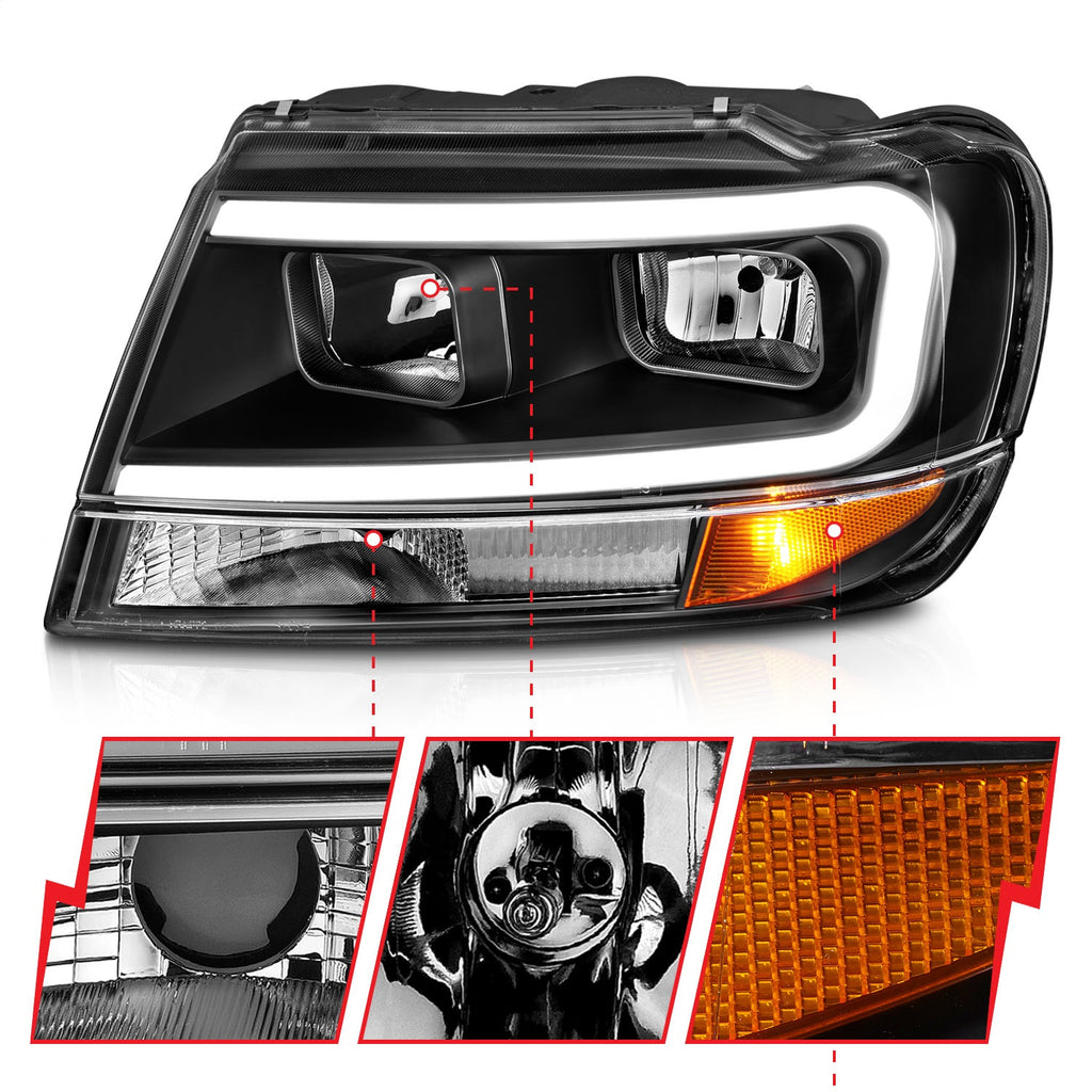 Anzo USA 111537 Crystal Headlight Set Fits 99-04 Grand Cherokee (WJ)