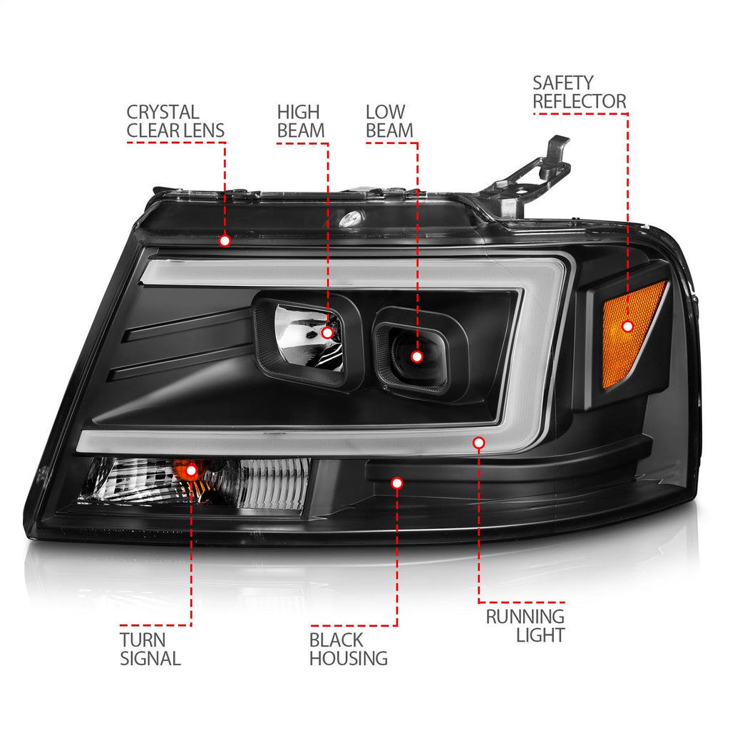 Anzo USA 111541 Projector Headlight Set Fits 04-08 F-150 Mark LT