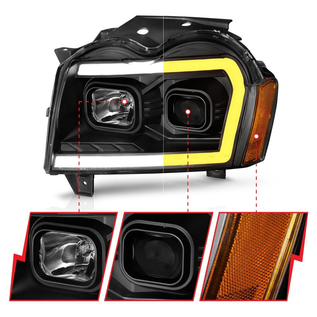 Anzo USA 111543 Projector Headlight Set Fits 05-07 Grand Cherokee (WK)