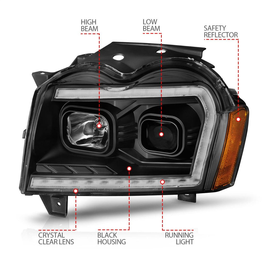 Anzo USA 111543 Projector Headlight Set Fits 05-07 Grand Cherokee (WK)