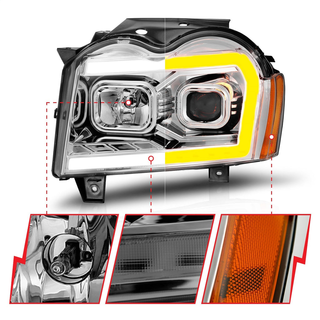 Anzo USA 111544 Projector Headlight Set Fits 05-07 Grand Cherokee (WK)