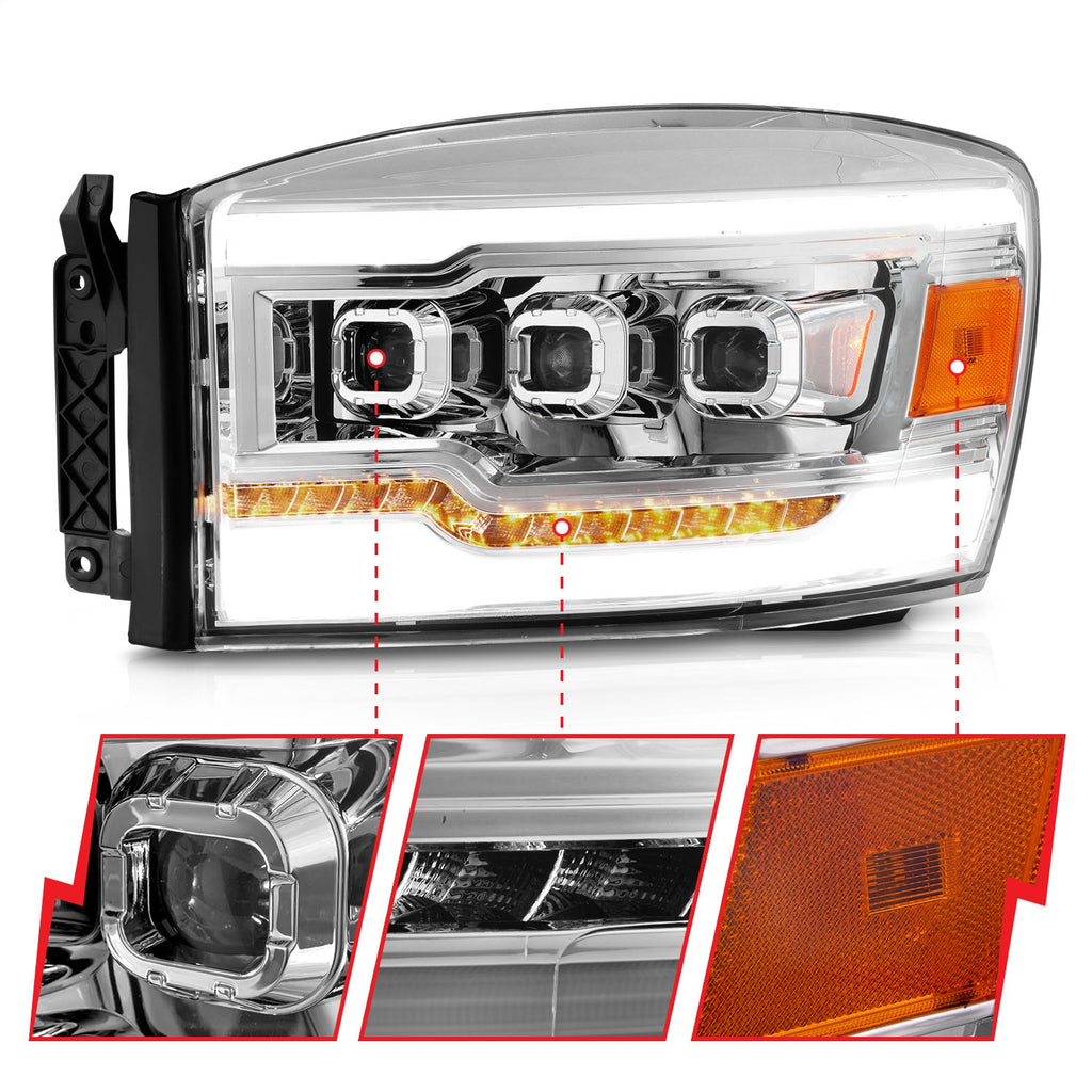 Anzo USA 111561 LED Projector Headlight Fits 06-08 Ram 1500 Ram 2500 Ram 3500