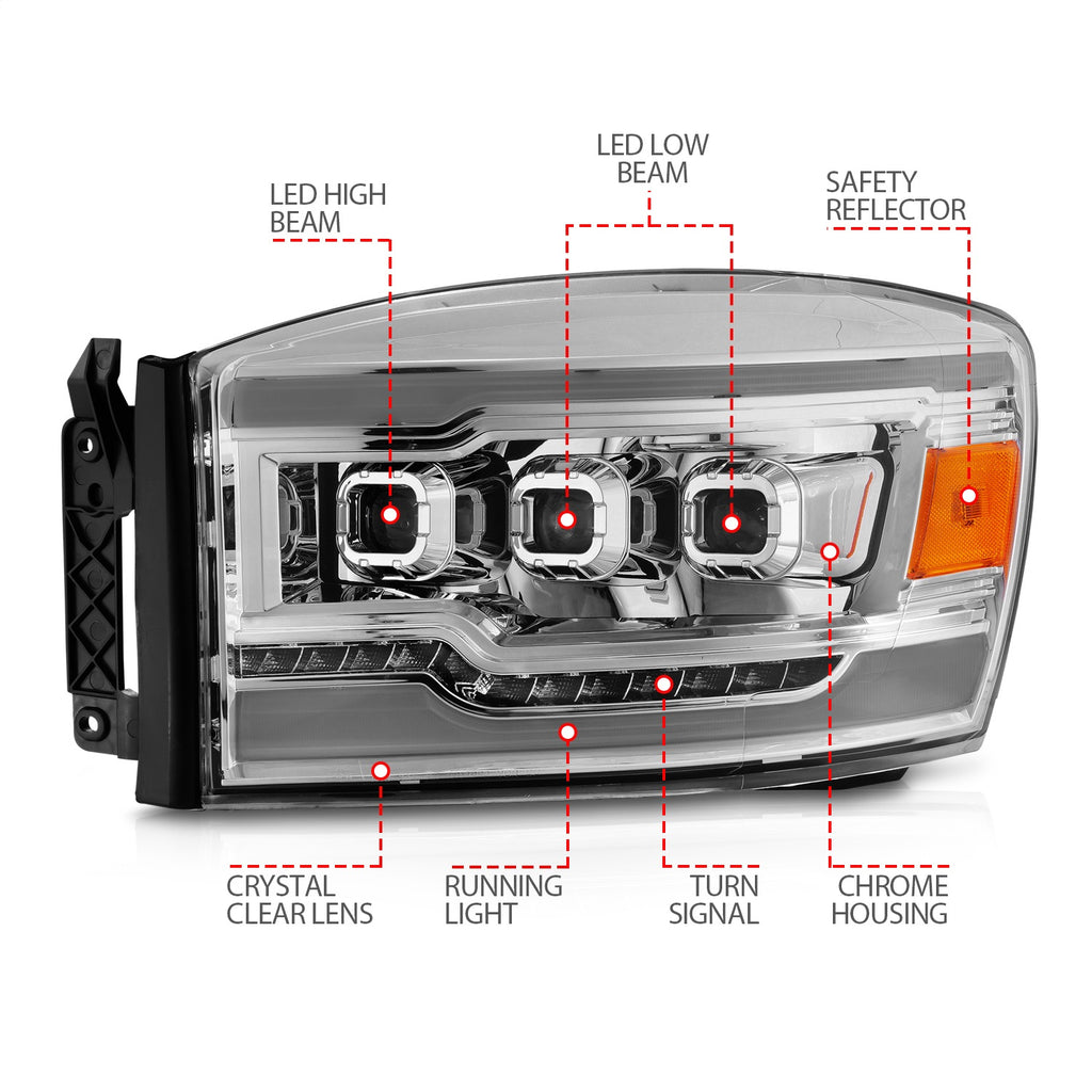 Anzo USA 111561 LED Projector Headlight Fits 06-08 Ram 1500 Ram 2500 Ram 3500
