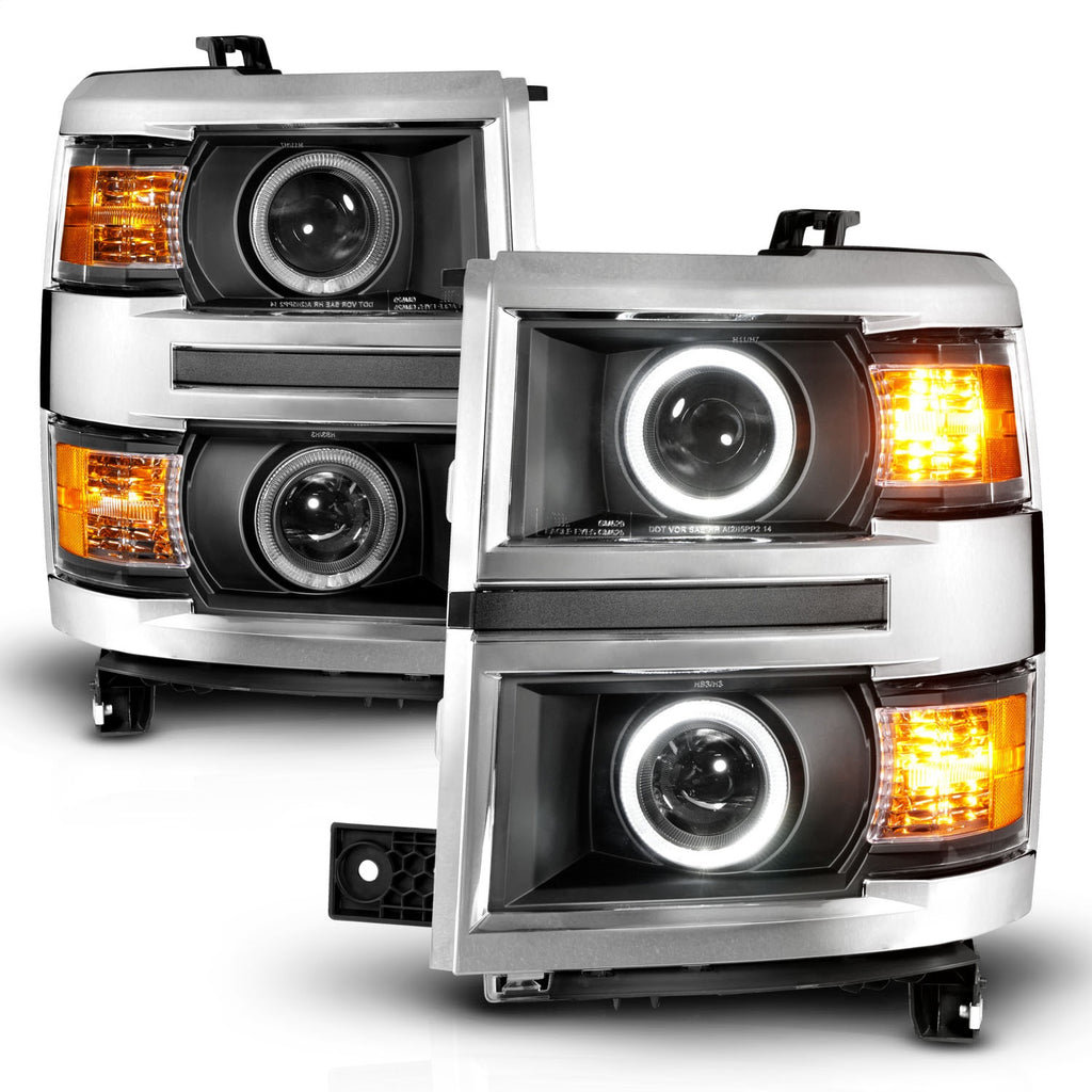 Anzo USA 111585 Projector Headlight Set w/Halo Fits 14-15 Silverado 1500
