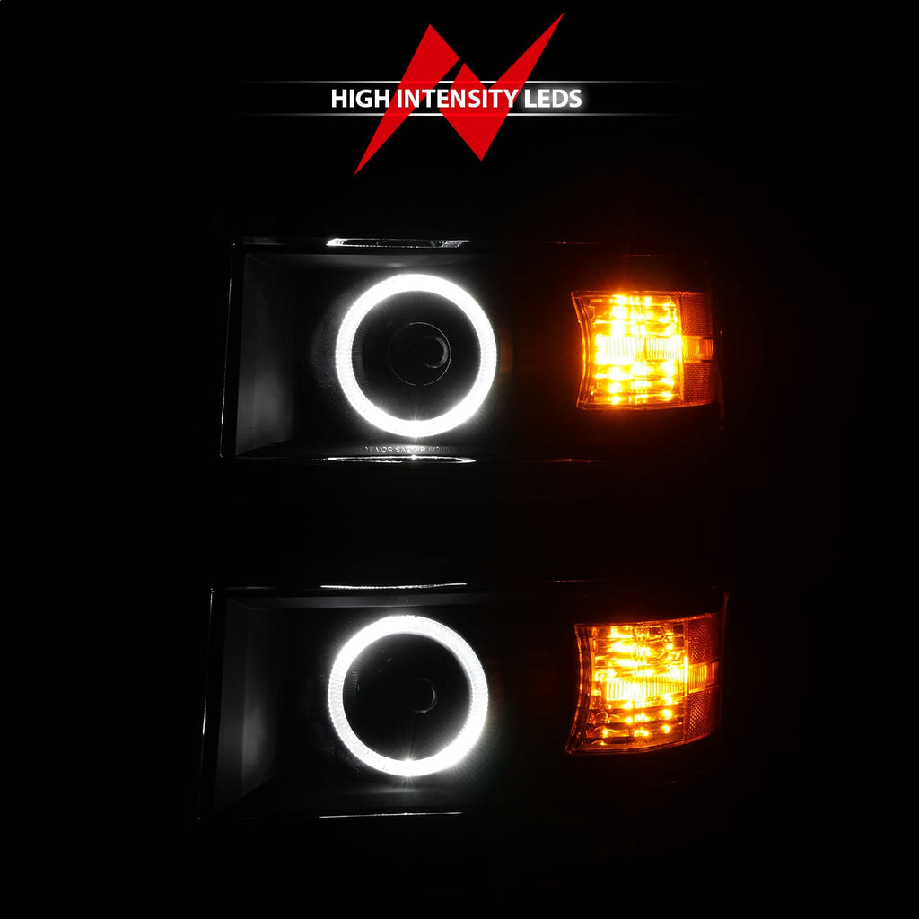 Anzo USA 111585 Projector Headlight Set w/Halo Fits 14-15 Silverado 1500