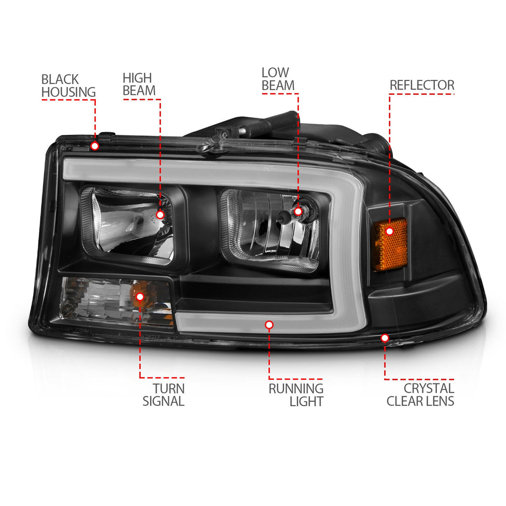 Anzo USA 111591 Crystal Headlight Set Fits 97-04 Dakota Durango