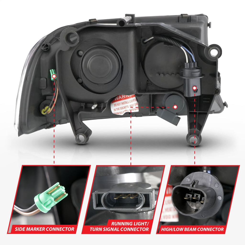 Anzo USA 111592 Crystal Headlight Set Fits 97-04 Dakota Durango