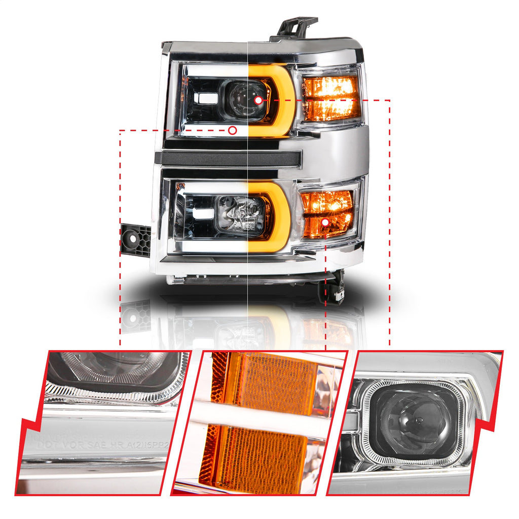 Anzo USA 111618 LED Projector Headlight Fits 14-15 Silverado 1500