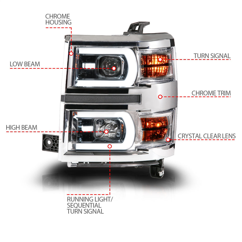 Anzo USA 111618 LED Projector Headlight Fits 14-15 Silverado 1500