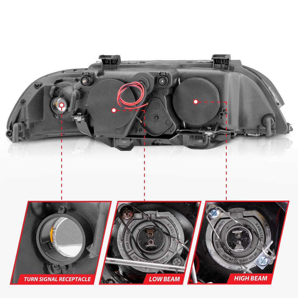 Anzo USA 121017 Projector Headlight Set w/Halo Fits 97-01 525i 528i 530i 540i