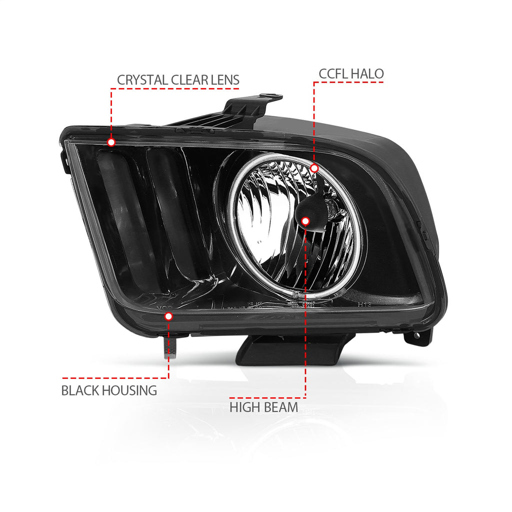Anzo USA 121033 Crystal Headlight Set w/Halo Fits 05-09 Mustang