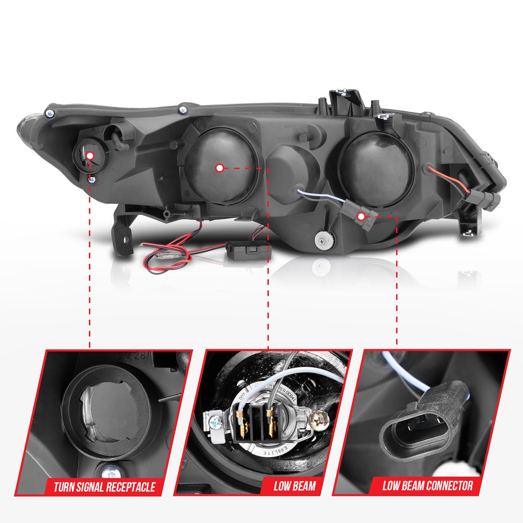 Anzo USA 121061 Projector Headlight Set w/Halo Fits 06-11 Civic