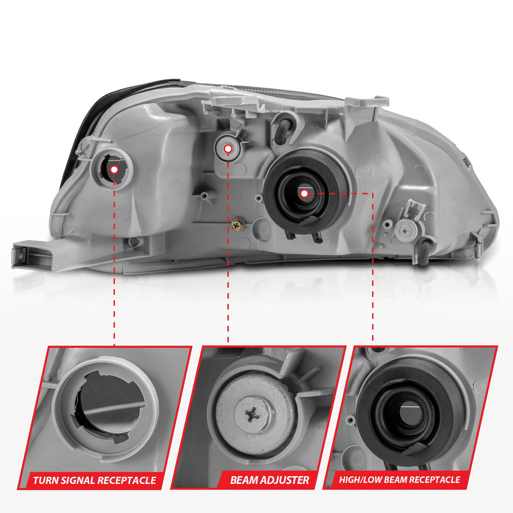 Anzo USA 121070 Crystal Headlight Set Fits 99-00 Civic