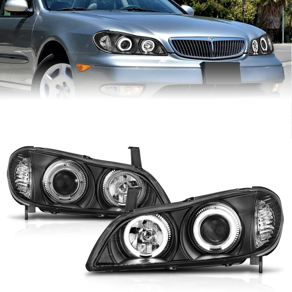 Anzo USA 121077 Projector Headlight Set w/Halo Fits 00-04 I30 I35