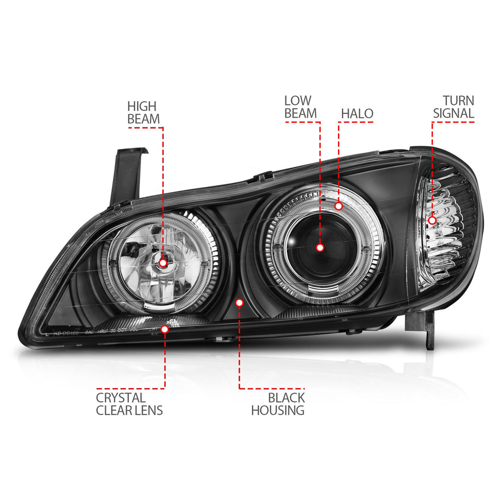 Anzo USA 121077 Projector Headlight Set w/Halo Fits 00-04 I30 I35