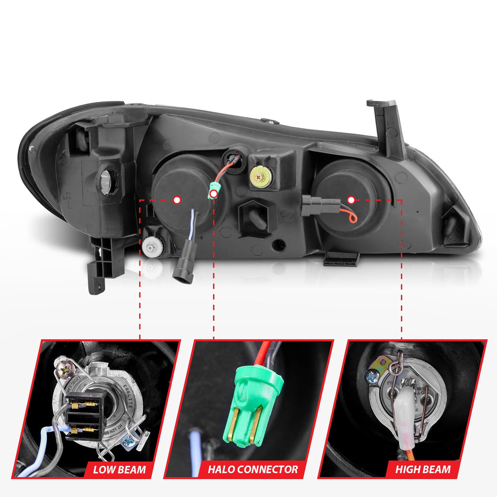 Anzo USA 121077 Projector Headlight Set w/Halo Fits 00-04 I30 I35