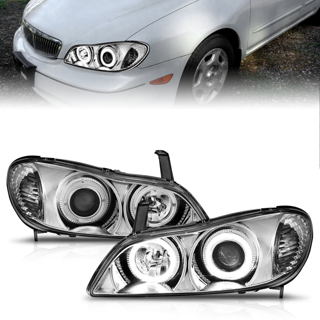 Anzo USA 121078 Projector Headlight Set w/Halo Fits 00-04 I30 I35