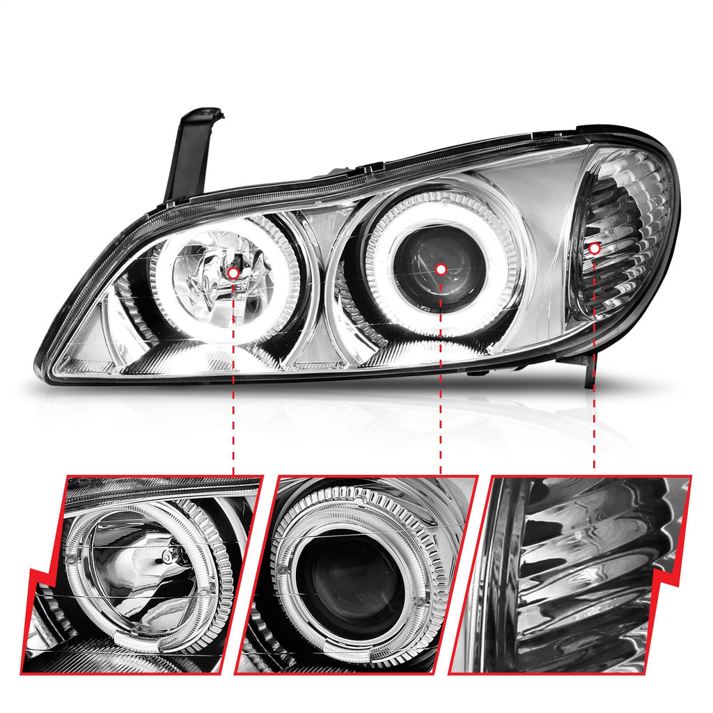 Anzo USA 121078 Projector Headlight Set w/Halo Fits 00-04 I30 I35