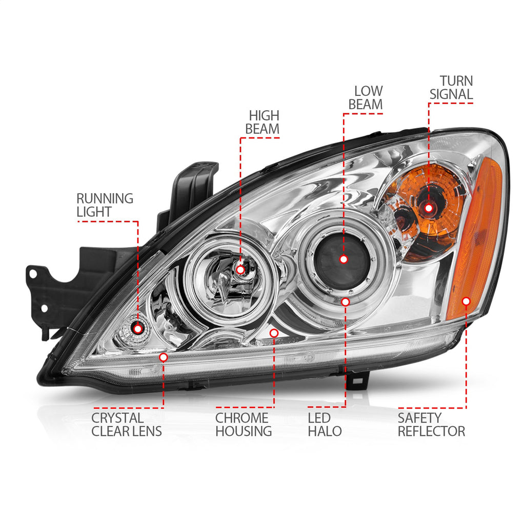 Anzo USA 121103 Projector Headlight Set w/Halo Fits 04-06 Lancer