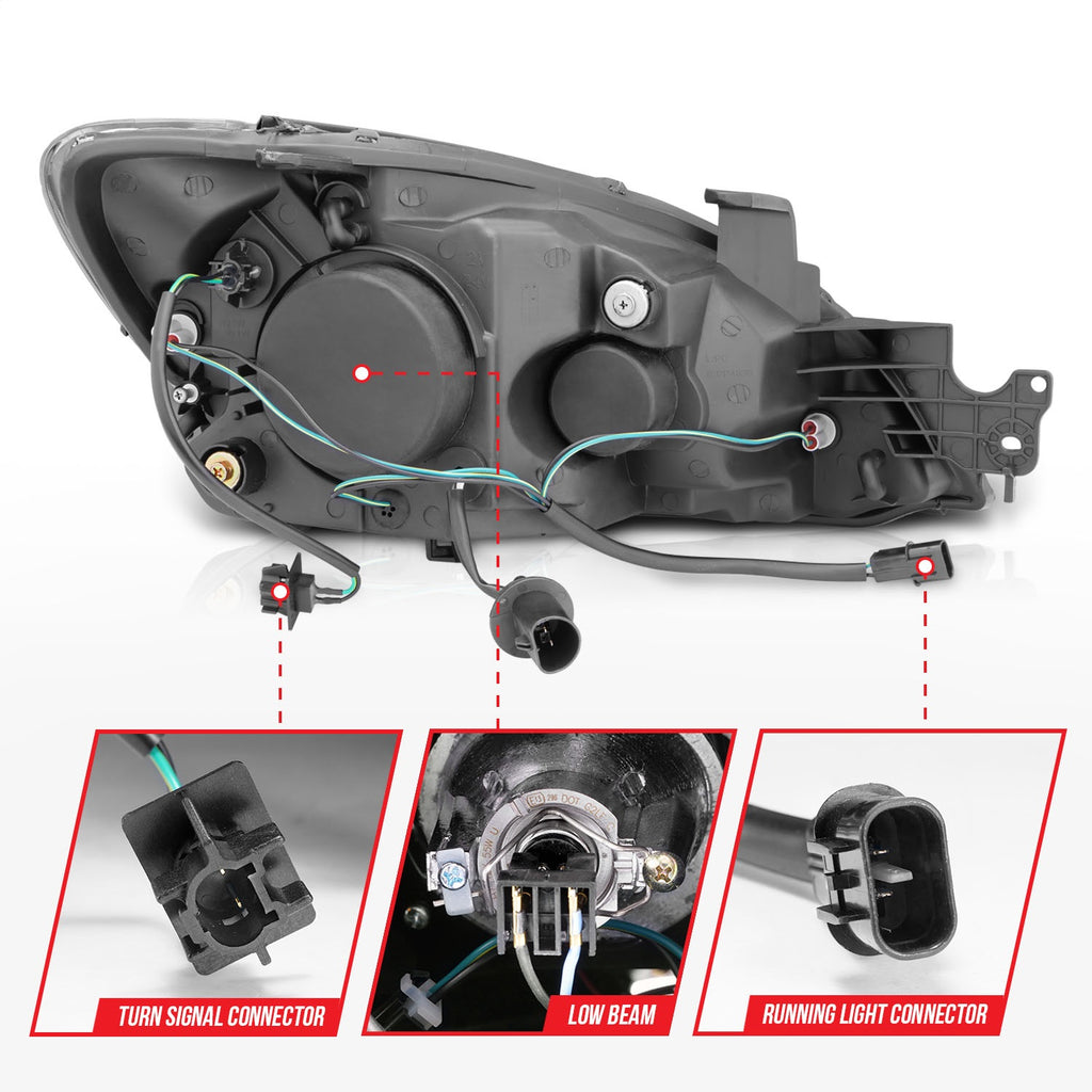 Anzo USA 121103 Projector Headlight Set w/Halo Fits 04-06 Lancer
