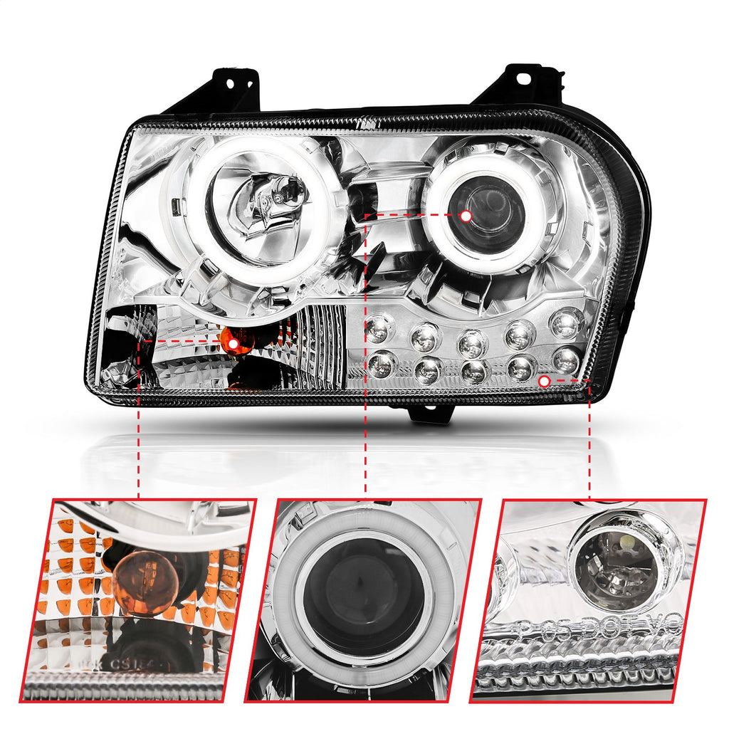 Anzo USA 121136 Projector Headlight Set w/Halo Fits 05-10 300