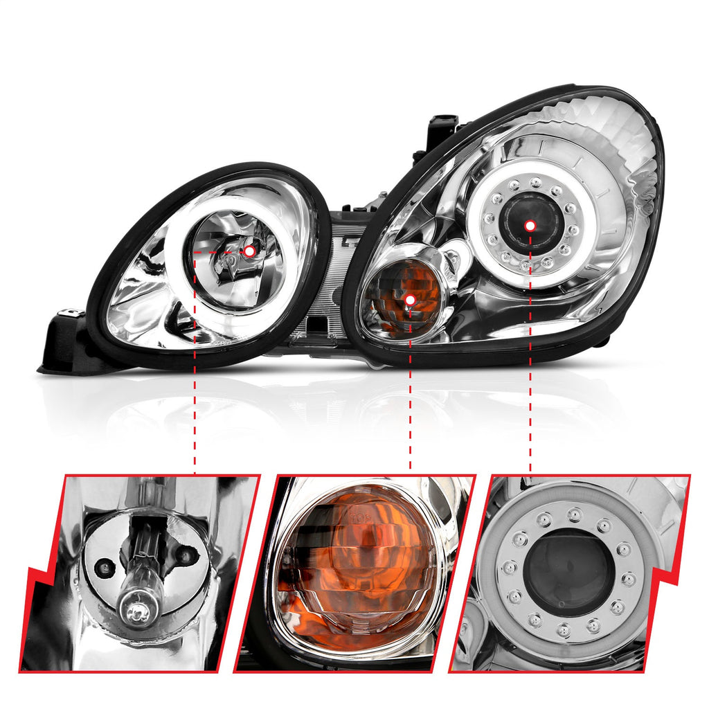 Anzo USA 121143 Projector Headlight Set w/Halo Fits 98-05 GS300 GS400 GS430