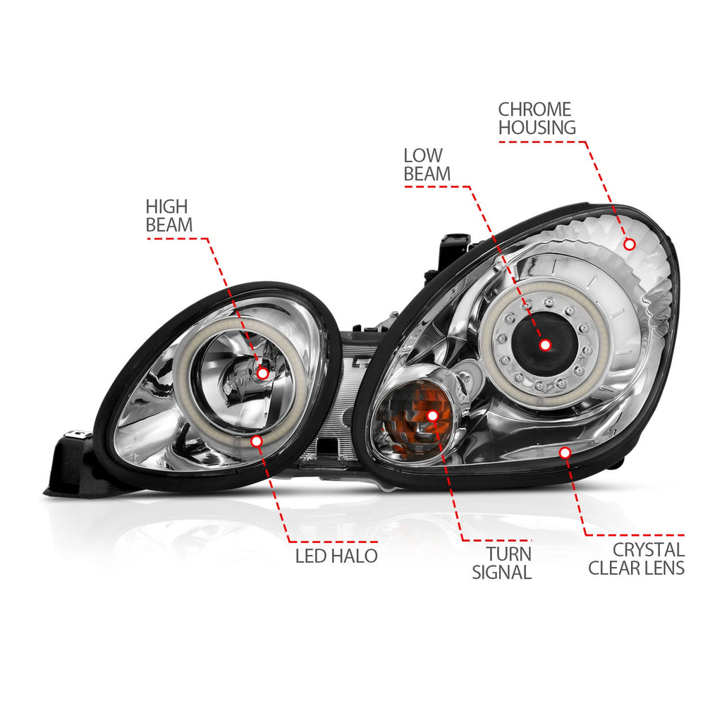 Anzo USA 121143 Projector Headlight Set w/Halo Fits 98-05 GS300 GS400 GS430