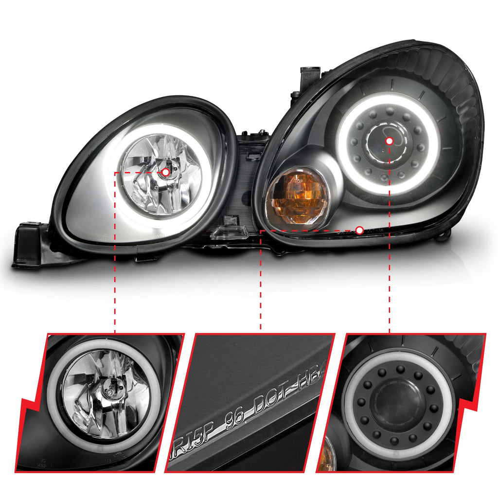 Anzo USA 121144 Projector Headlight Set w/Halo Fits 98-05 GS300 GS400 GS430