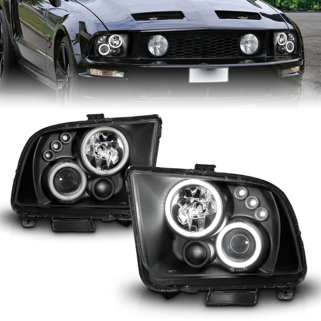 Anzo USA 121166 Projector Headlight Set w/Halo Fits 05-09 Mustang