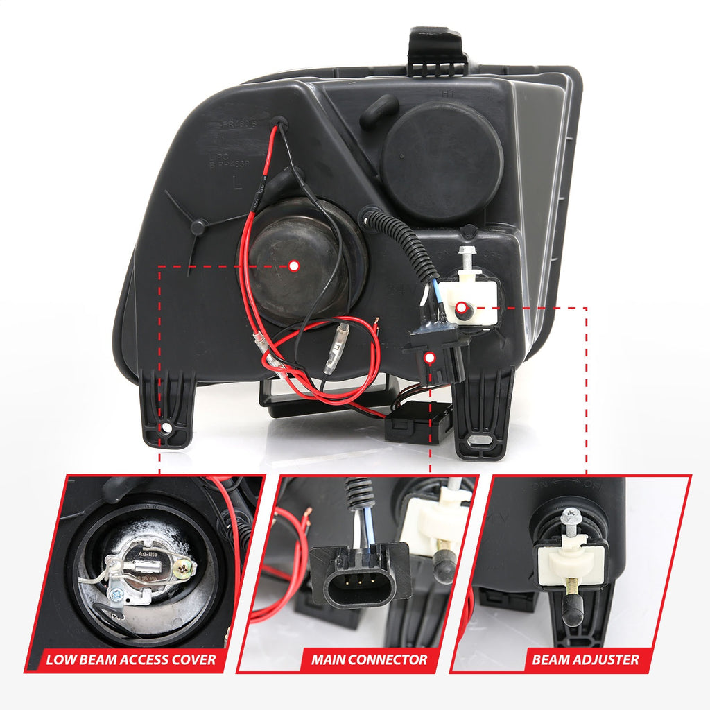 Anzo USA 121166 Projector Headlight Set w/Halo Fits 05-09 Mustang