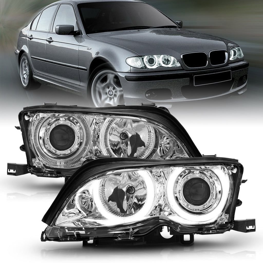 Anzo USA 121212 Projector Headlight Set w/Halo Fits 02-05 325i 325xi 330i 330xi