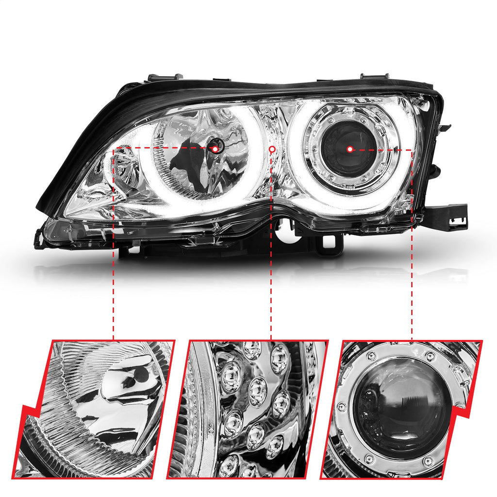 Anzo USA 121212 Projector Headlight Set w/Halo Fits 02-05 325i 325xi 330i 330xi