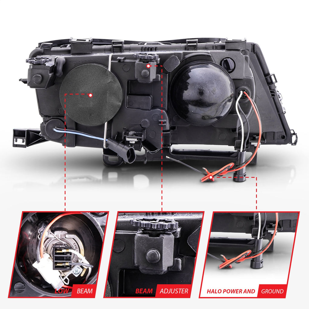 Anzo USA 121212 Projector Headlight Set w/Halo Fits 02-05 325i 325xi 330i 330xi