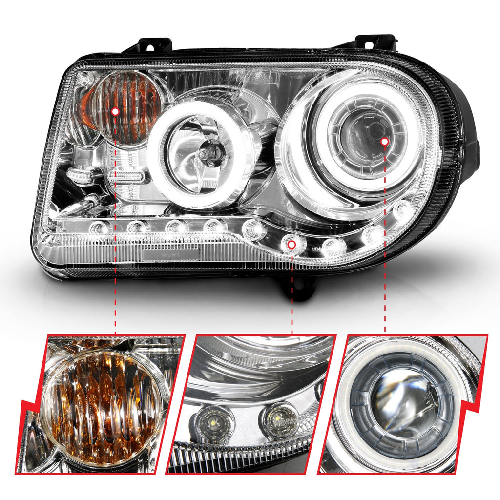 Anzo USA 121250 Projector Headlight Set w/Halo Fits 05-10 300