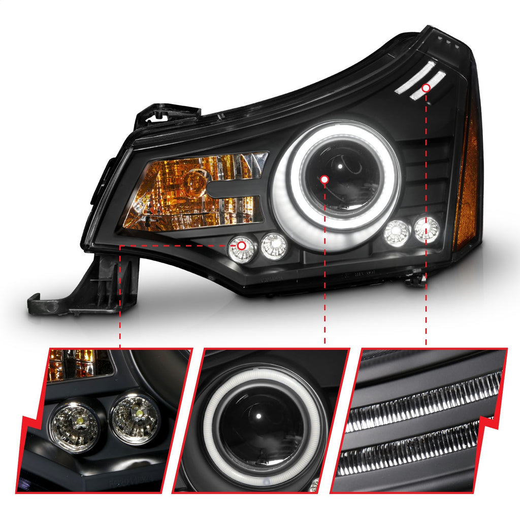 Anzo USA 121272 Projector Headlight Set w/Halo Fits 08-11 Focus