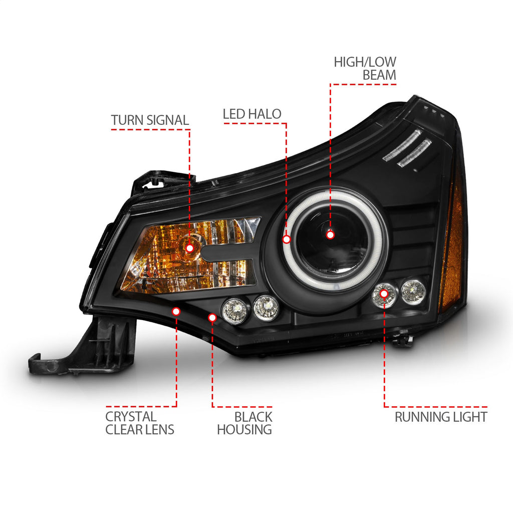 Anzo USA 121272 Projector Headlight Set w/Halo Fits 08-11 Focus
