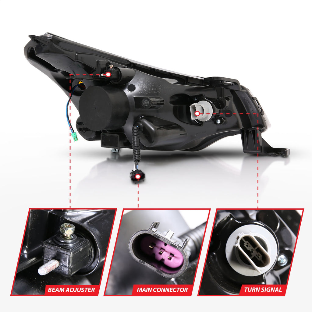 Anzo USA 121272 Projector Headlight Set w/Halo Fits 08-11 Focus